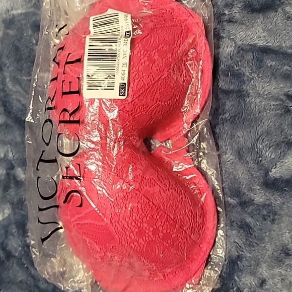 Victoria's secret sexy tee lighty lined cross-dye lace demi bra 34D PINK - Picture 3 of 5